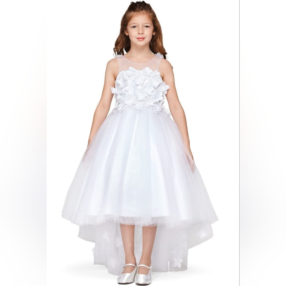 Girls 3D Apllique High Low Dress